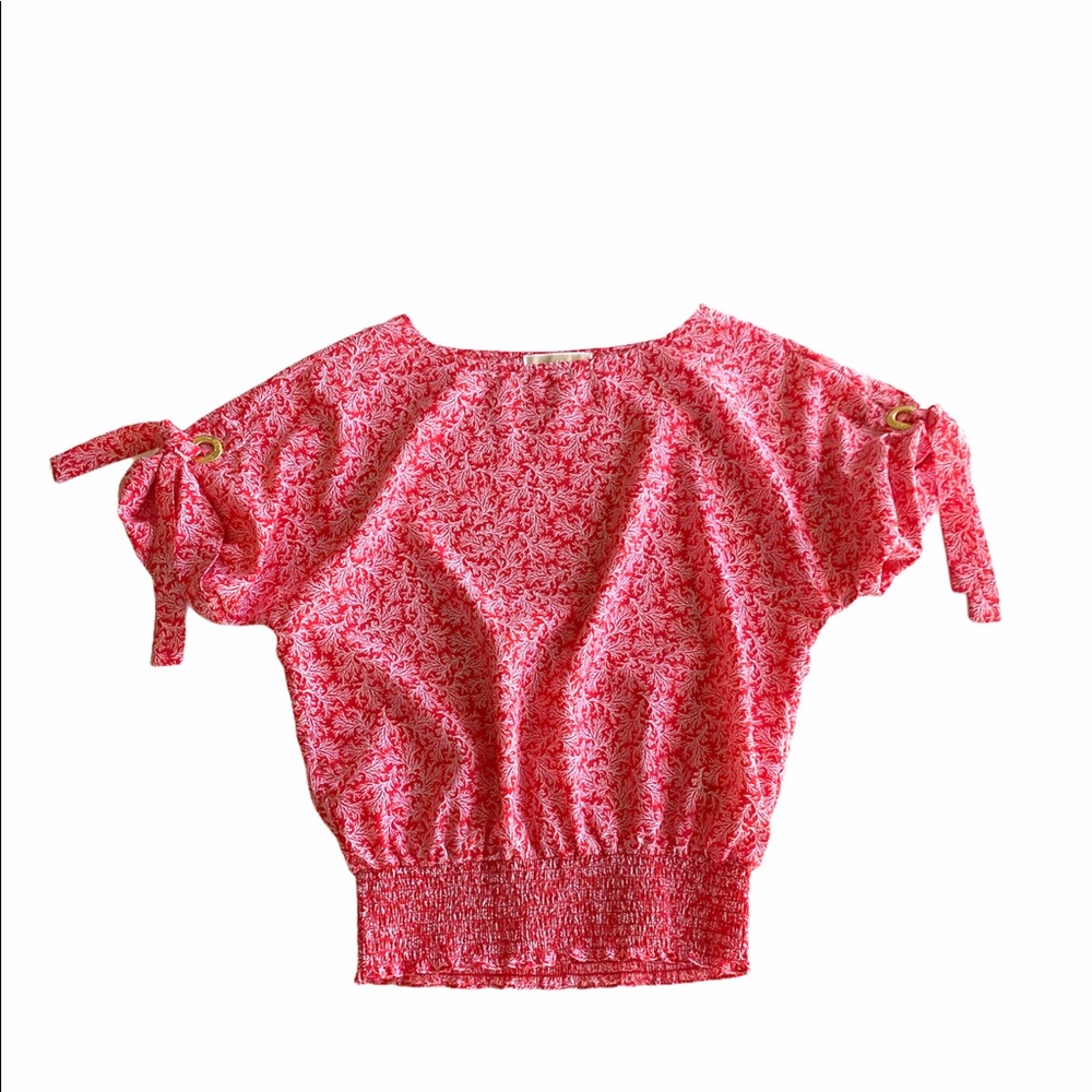 MICHAEL KORS Coral Print Kimono Blouse